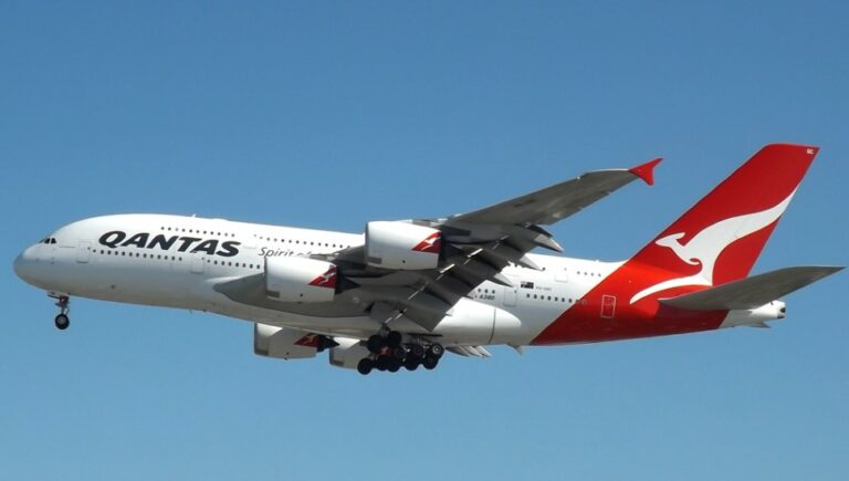 Qantas plane in the air