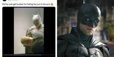 A clip shows The Batman costume with a Juul in the utility belt