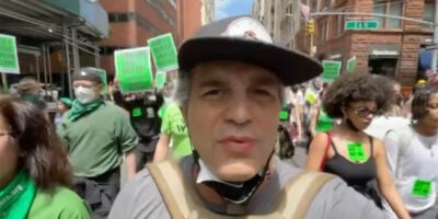 Avengers star Mark Ruffalo at a pro-choice rally in NYC