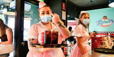 A waitress at Karen's Diner