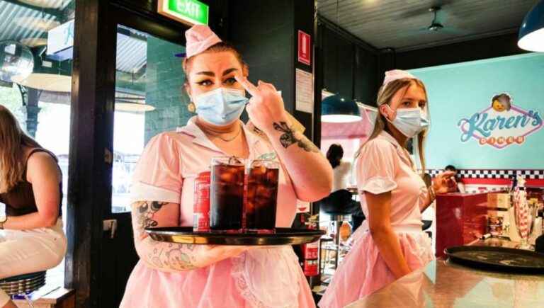 A waitress at Karen's Diner