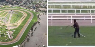 Flemington race course wall where Melbourne Cup is held