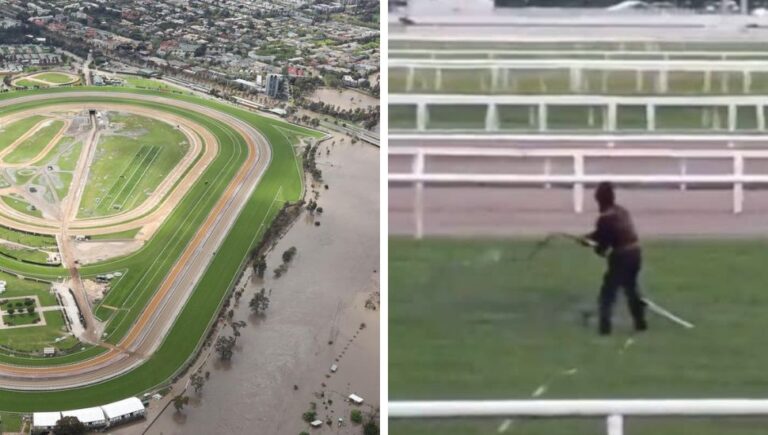 Flemington race course wall where Melbourne Cup is held