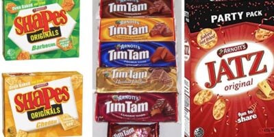 Shapes and Tim Tams are two types of Arnott's biscuits