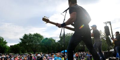 A band live on stage