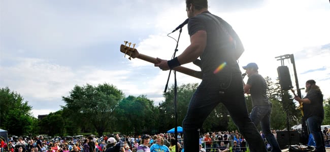 A band live on stage