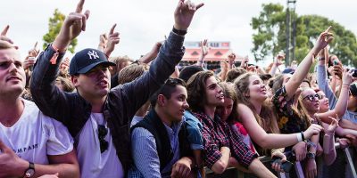 Groovin The Moo crowd watching The Smith Street Band perform in Adelaide