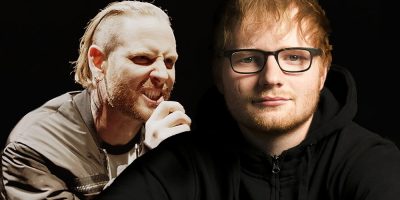 Corey Taylor snarling at Ed Sheeran