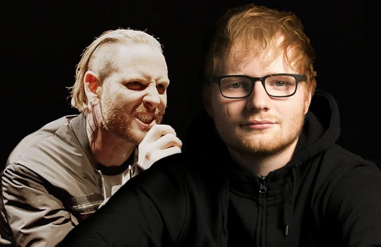 Corey Taylor snarling at Ed Sheeran