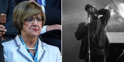 2 panel image of Margaret Court and LCD Soundystem