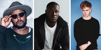 3 panel image featuring ScHoolboy Q, Stormzy, and Mura Masa