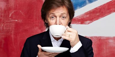 Paul McCartney drinking tea