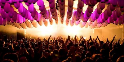 A crowd watching a stage at Splendour in the Grass