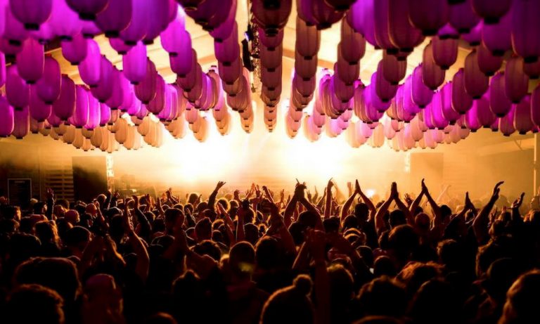 A crowd watching a stage at Splendour in the Grass