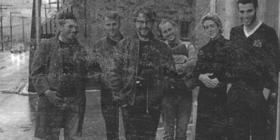 Black and white image of embers of The Ocean Party