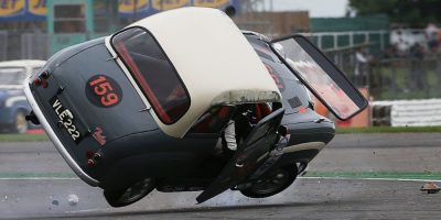 Brian Johnson rolls his car mid-race