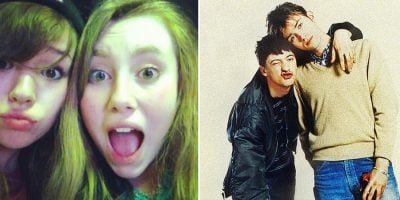 Damon Albarn & Graham Coxon of Blur, and their daughters Missy and Pepper