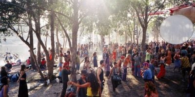 Image of punters attending a bush doof