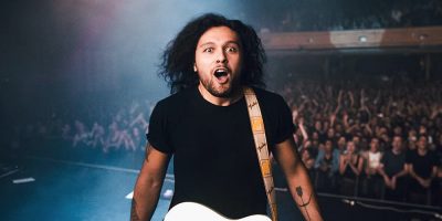 Gang of Youths frontman David Le'aupepe looks shocked onstage