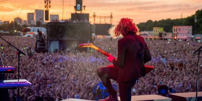 The Killers play to a festival crowd