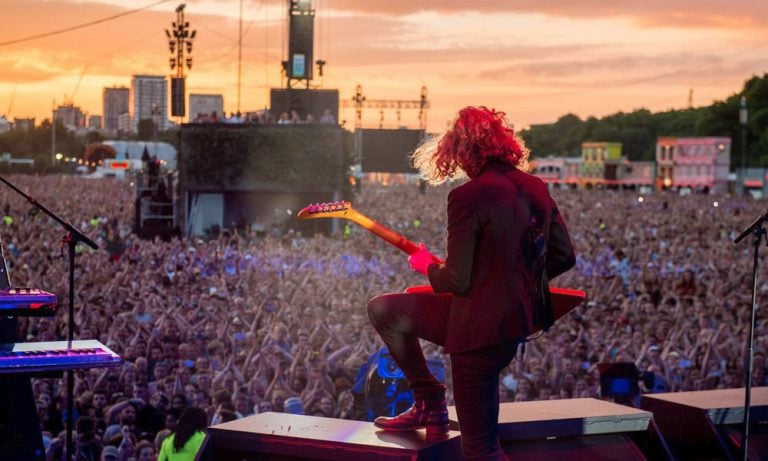 The Killers play to a festival crowd