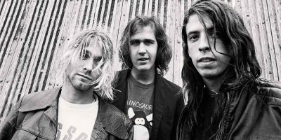 Kurt Cobain, Krist Novoselic, and Dave Grohl of Nirvana