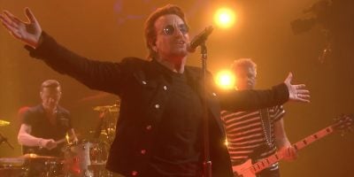 U2 performing their new single on Jimmy Fallon