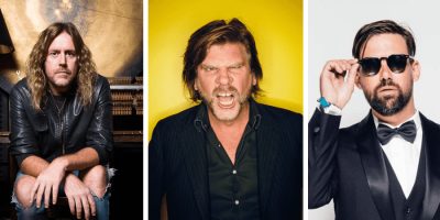 Kram, Tex Perkins, and Phil Jamieson of Easy-Fever, performing at the NRL Footy Show's Grand Final edition