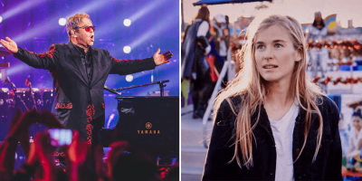 2 panel image featuring Elton John and Alex The Astronaut