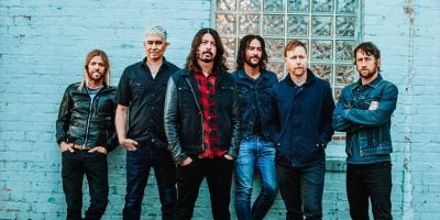All six members of US rock legends the Foo Fighters