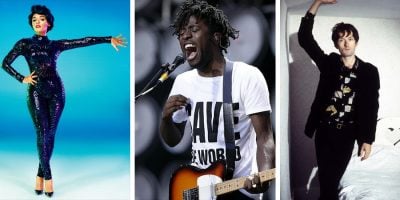 hidden 3 panel image of Janelle Monaé, Bloc Party's Kele Okereke, and Pulp's Jarvis Cocker