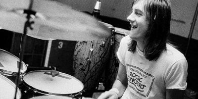 Mick Fleetwood during the recording of Fleetwood Mac's 'Rumours'