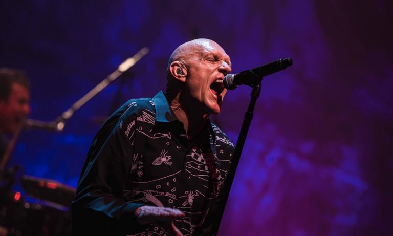 Peter Garrett of Midnight Oil sings onstage