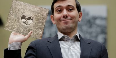 Doctored image of Martin Shkreli holding Wu-Tang Clan's $2m album