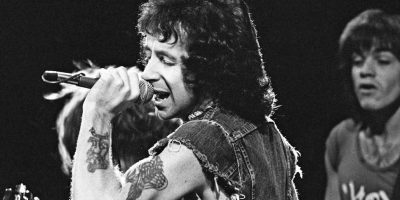 Former AC/DC frontman Bon Scott performing live
