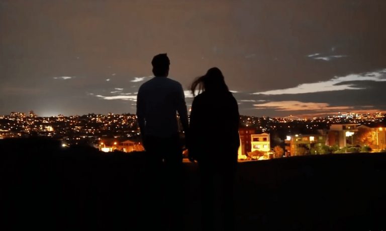 Jordie Ireland watches the Sydney skyline