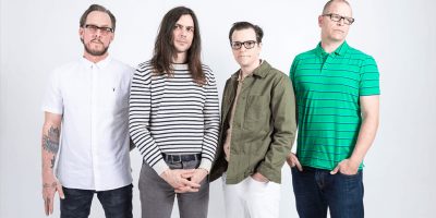 US alt-rock band Weezer against a white background