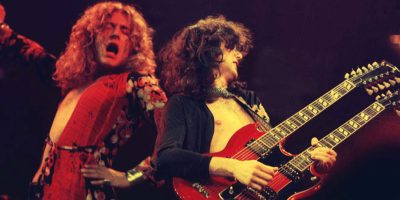 Robert Plant and Jimmy Page of Led Zeppelin performing live