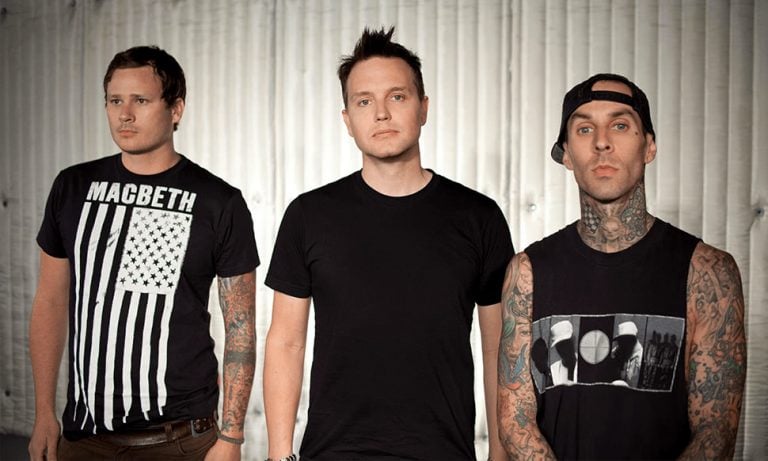 Members of pop-punk band Blink-182, including original guitarist Tom DeLonge