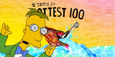 Hottest 100 2017 artwork with The Simpsons' Professor Frink overlaid