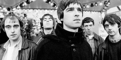 Black and white image of Oasis from the early '90s