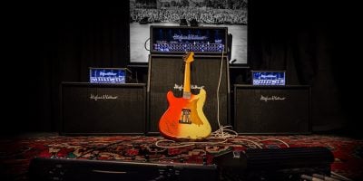 An empty stage with a guitar and amps. Could we see a huge band soon making a reunion album?