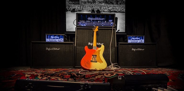 An empty stage with a guitar and amps. Could we see a huge band soon making a reunion album?