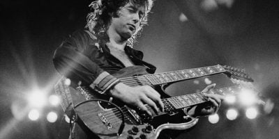 Led Zeppelin's Jimmy Page performing live