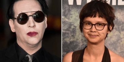 2 panel image of musician Marilyn Manson and comedienne/actress Charlyne Yi
