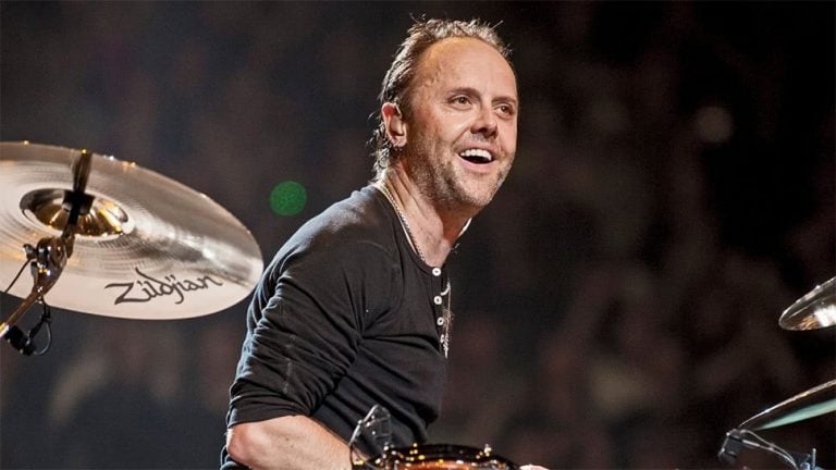 Metallica drummer Lars Ulrich performing live