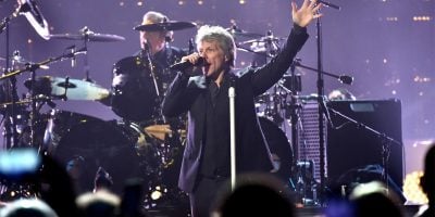 Bon Jovi performing at the Rock and Roll Hall of Fame induction ceremony