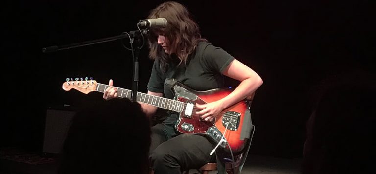 Courtney Barnett performing at her Spotify Fans First event.