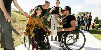 Dylan Alcott talking to an attendee of the inaugural Ability Fest