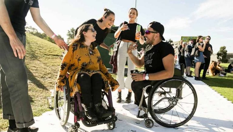 Dylan Alcott talking to an attendee of the inaugural Ability Fest